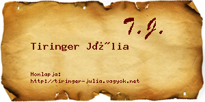 Tiringer Júlia névjegykártya
